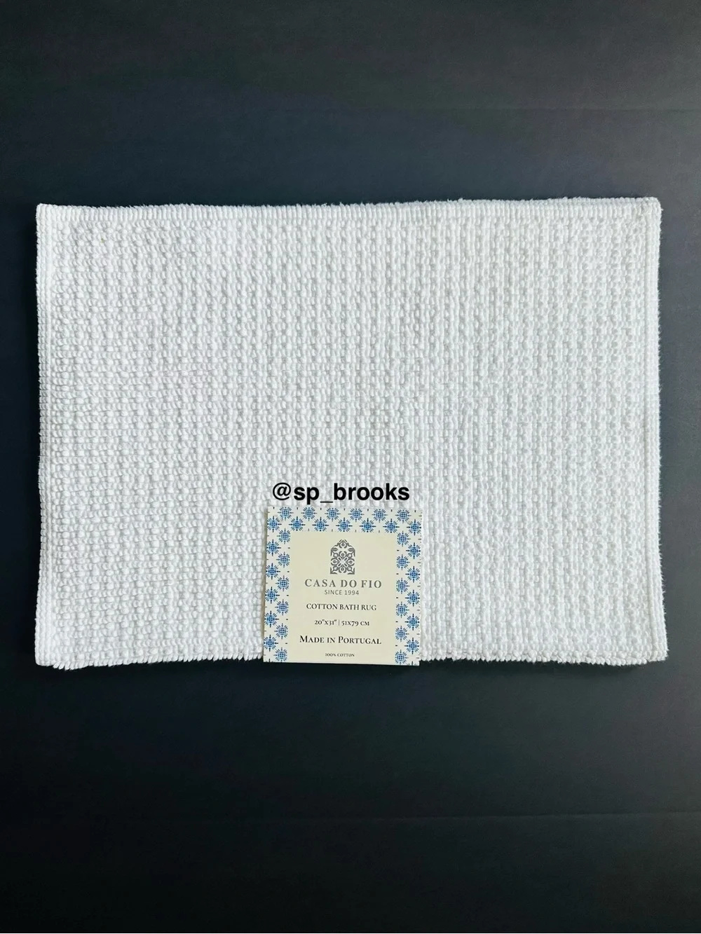🎁CASA DO FIO Bath Rug by Piscatextil -Made in Portugal Cotton Rug White -20”x31”